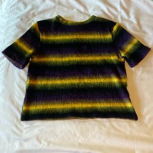 Zara Trafaluc furry stripes cropped top